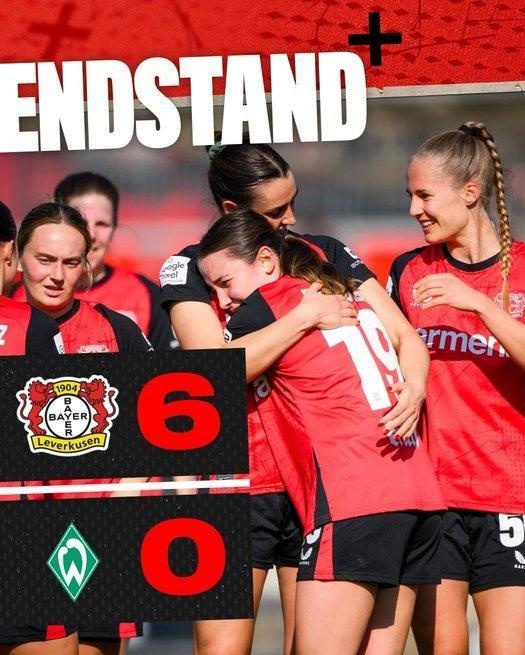 勒沃庫森女足6-0云達(dá)不來梅女足，沈夢露首發(fā)出場59分鐘