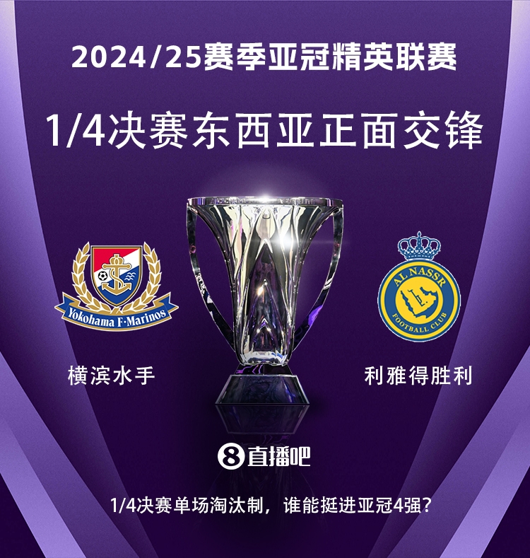 亞冠1/4決賽對(duì)陣：利雅得勝利vs橫濱水手，C羅vs安德森-洛佩斯！