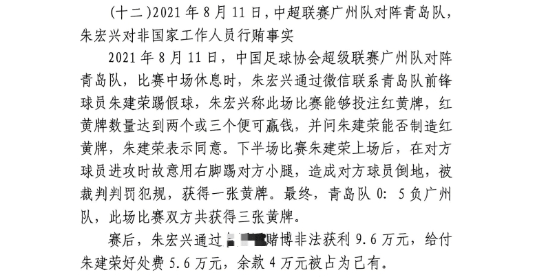 網(wǎng)傳判決書：青島球員朱建榮故意踢對方小腿，染黃收5.6萬好處費(fèi)